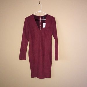 Windsor burgundy wine colored faux suede red dress